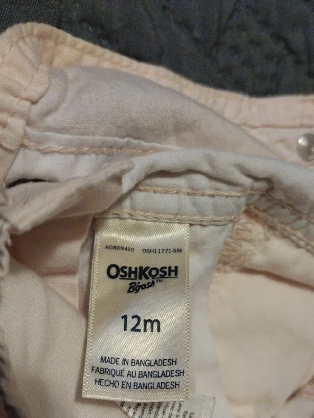 OshKosh B'gosh Cream Shortie Overalls with Heart Pocket